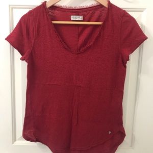 Abercrombie and Fitch Red V Neck Tee